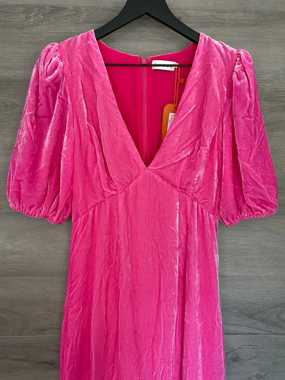 Rhode Ester Velvet Puff Sleeve Midi Dress - Picture 3 of 9